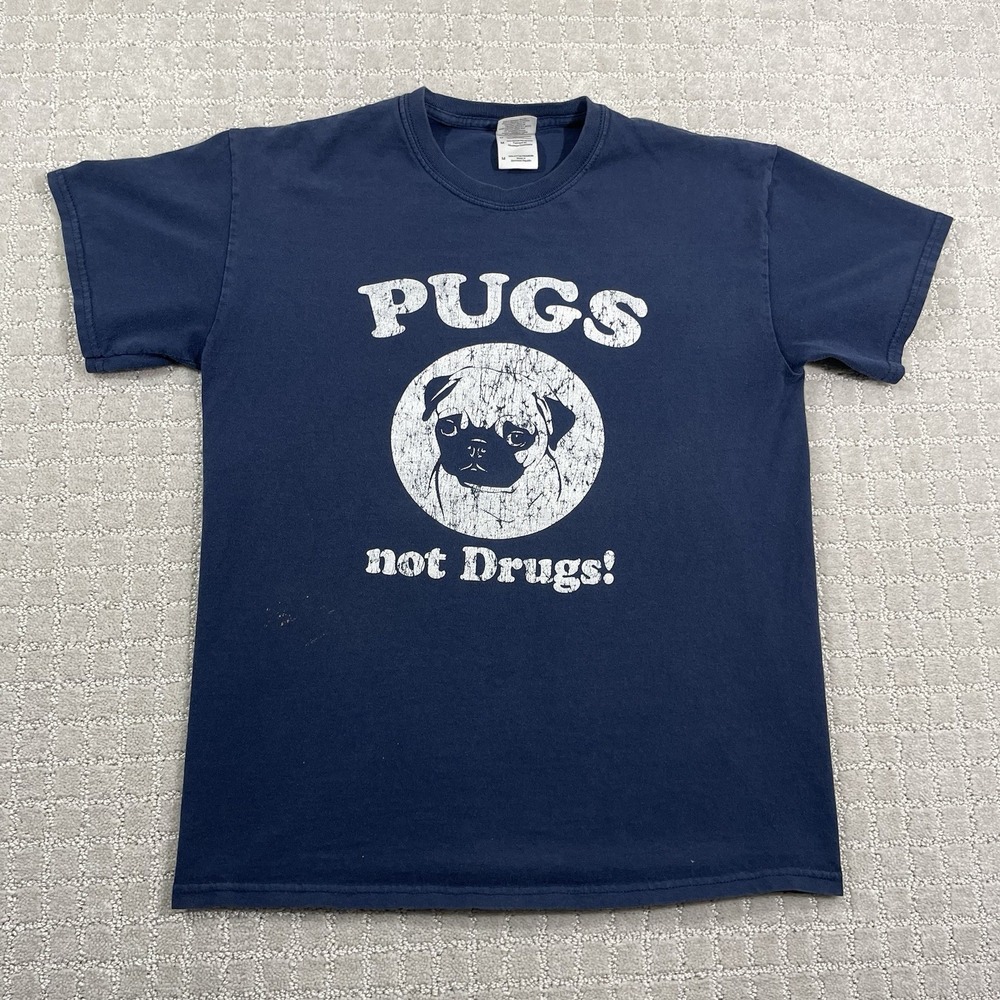 Vintage Pugs Not Drugs Size‎ Small Funny Y2K Animal Dog DARE Tshirt